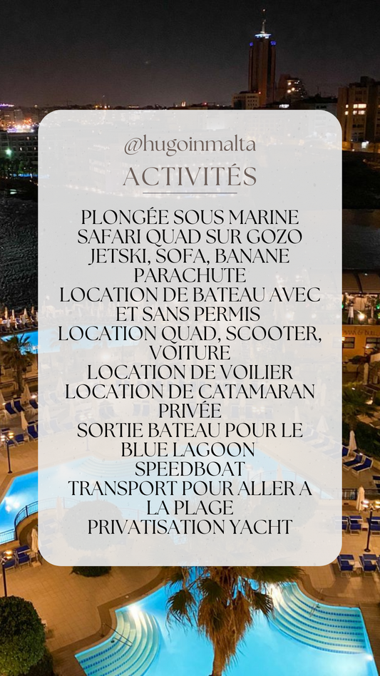 Liste activités Malte 2024